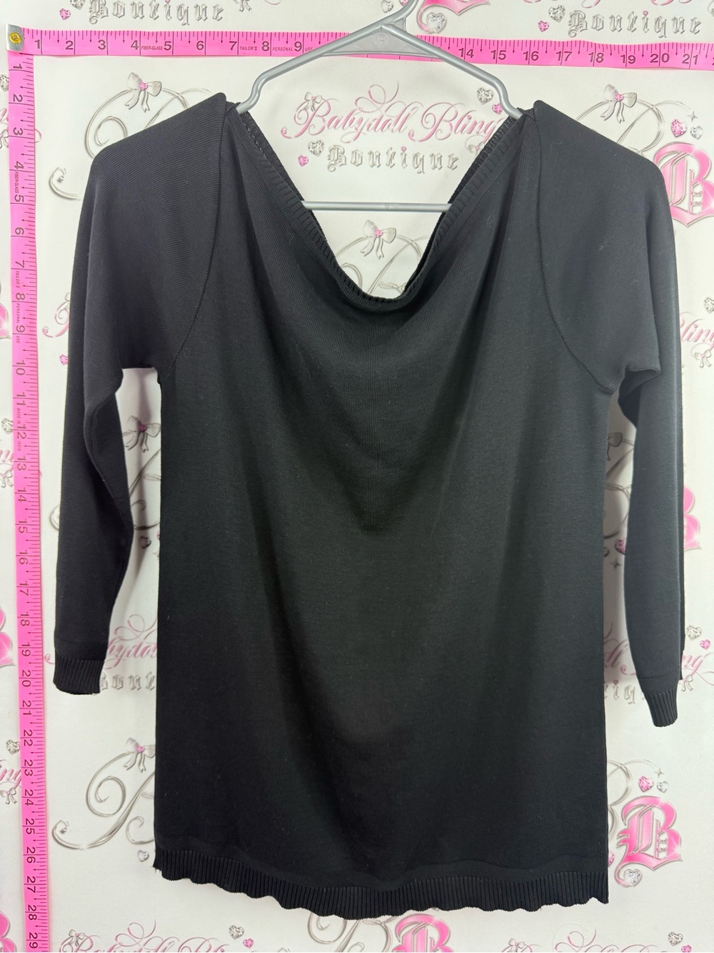 United Colors Of Benetton Black Draped Neck Long Sleeve Top - Lightweight